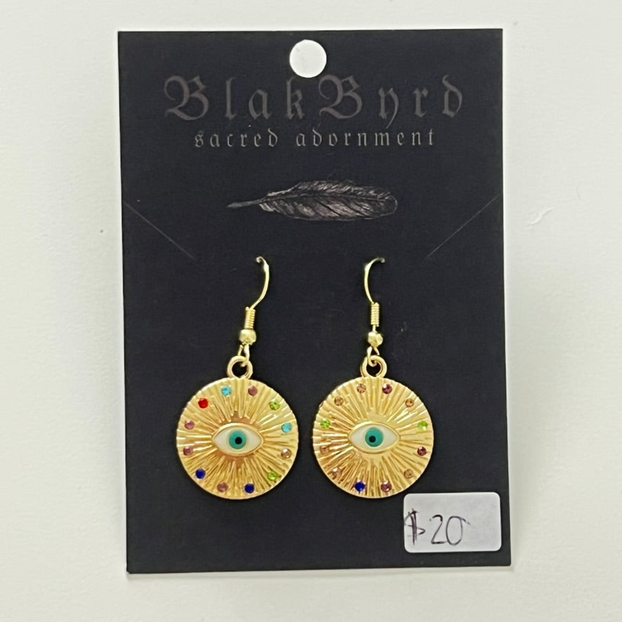 Earrings by BlakByrd - Evil Eye Circle