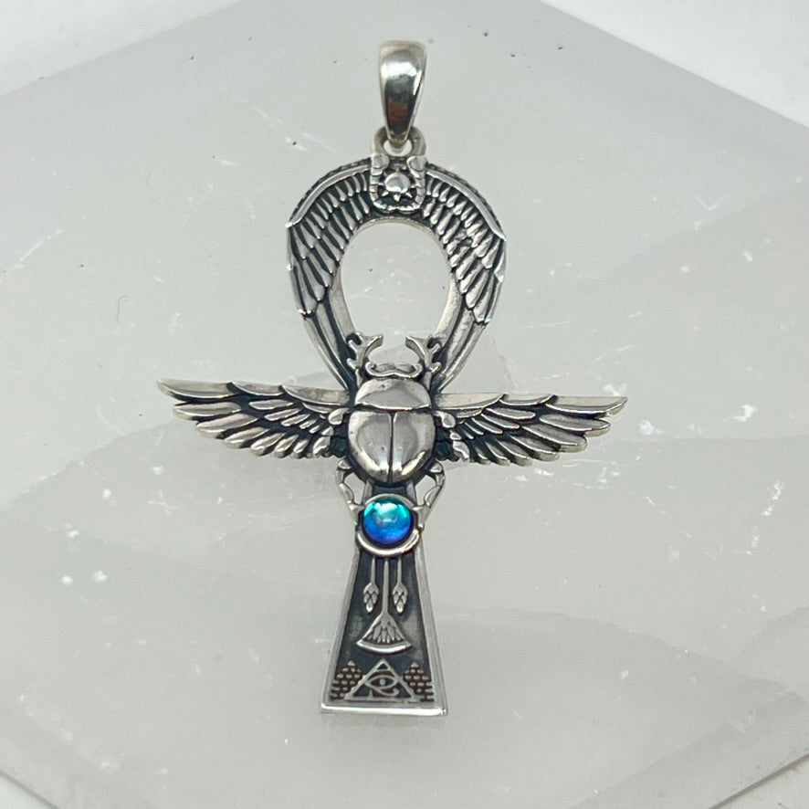 Sterling Silver Pendant - CROSS with Angel Wings