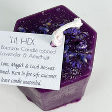 Load image into Gallery viewer, Beeswax Candle - Lil Hex with Herbs &amp; Crystals
