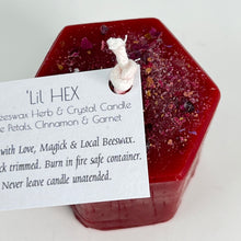 Load image into Gallery viewer, Beeswax Candle - Lil Hex with Herbs &amp; Crystals
