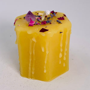 Beeswax Candle - Lil Hex with Herbs & Crystals